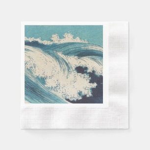 Antiek Japanse Blue Waves Ocean Print Servet