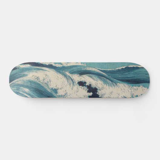 Antiek Japanse Blue Waves Ocean Print Skateboard (Horizontaal)
