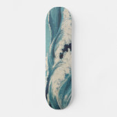 Antiek Japanse Blue Waves Ocean Print Skateboard (Voorkant)