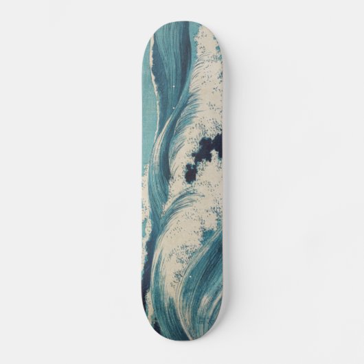 Antiek Japanse Blue Waves Ocean Print Skateboard (Voorkant)