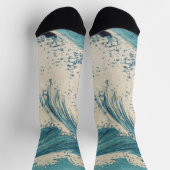 Antiek Japanse Blue Waves Ocean Print Sokken (Top)
