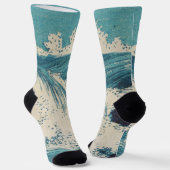 Antiek Japanse Blue Waves Ocean Print Sokken (Gebogen)