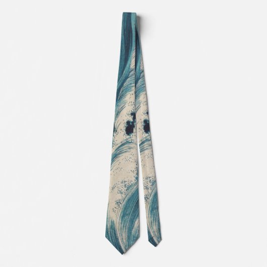 Antiek Japanse Blue Waves Ocean Print Stropdas (Voorkant)