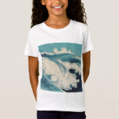 Antiek Japanse Blue Waves Ocean Print T-shirt (Voorkant)