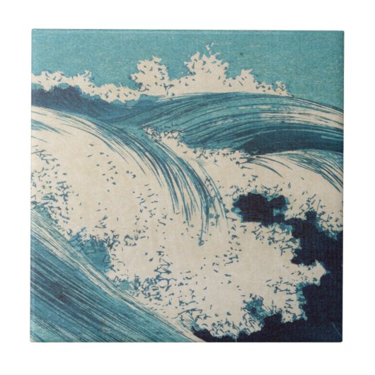 Antiek Japanse Blue Waves Ocean Print Tegeltje (Voorkant)