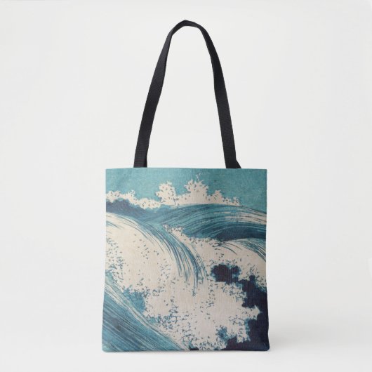 Antiek Japanse Blue Waves Ocean Print Tote Bag (Voorkant)