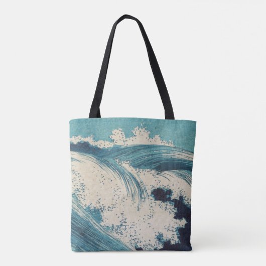 Antiek Japanse Blue Waves Ocean Print Tote Bag (Achterkant)