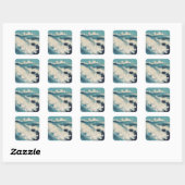 Antiek Japanse Blue Waves Ocean Print Vierkante Sticker (Vel)