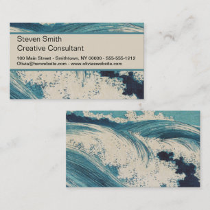 Antiek Japanse Blue Waves Ocean Print Visitekaartje