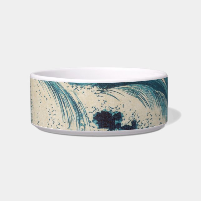 Antiek Japanse Blue Waves Ocean Print Voerbakje (Voorkant)