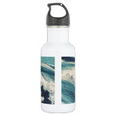 Antiek Japanse Blue Waves Ocean Print Waterfles (Achterkant)