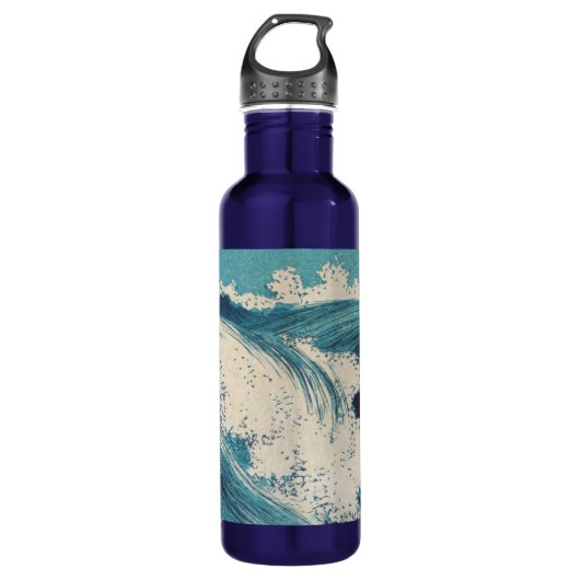 Antiek Japanse Blue Waves Ocean Print Waterfles (Voorkant)