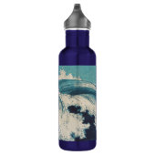 Antiek Japanse Blue Waves Ocean Print Waterfles (Rechts)