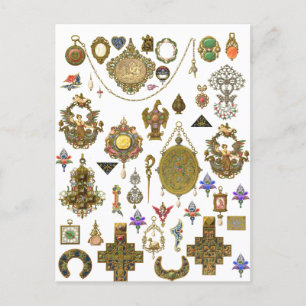 Antiek juwelen  illustraties Faux Ca Briefkaart