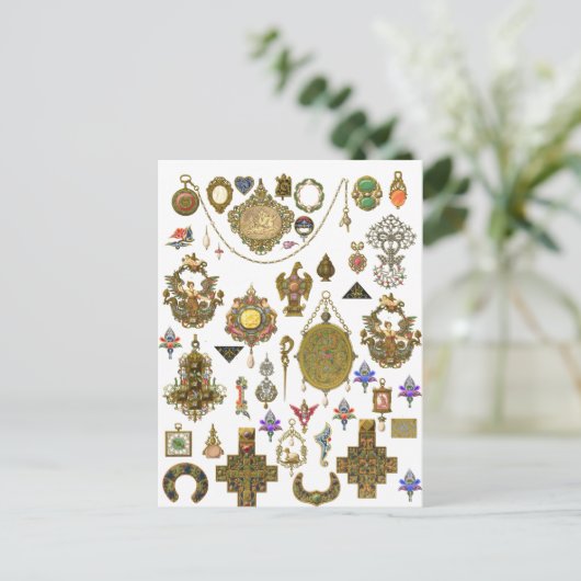 Antiek juwelen  illustraties Faux Ca Briefkaart (Staand voorkant)