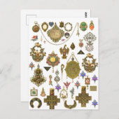 Antiek juwelen illustraties Faux Ca Briefkaart (Voorkant / Achterkant)