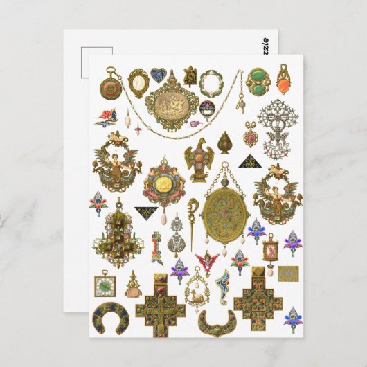Antiek juwelen  illustraties Faux Ca Briefkaart (Voorkant / Achterkant)