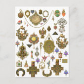 Antiek juwelen  illustraties Faux Ca Briefkaart (Voorkant)