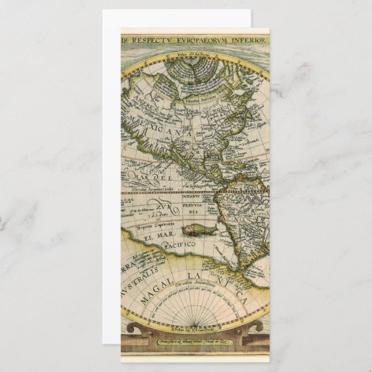 Antiek kaart, 1596, Amerika Sive Novus Orbis (Voorkant / Achterkant)