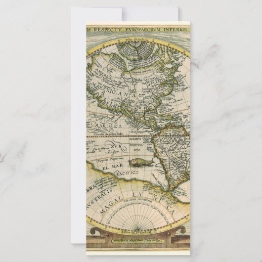 Antiek kaart, 1596, Amerika Sive Novus Orbis (Voorkant)