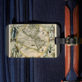 Antiek kaart, 1596, Amerika Sive Novus Orbis Bagagelabel