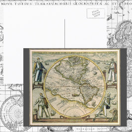 Antiek kaart, 1596, Amerika Sive Novus Orbis Briefkaart