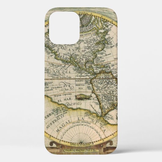 Antiek kaart, 1596, Amerika Sive Novus Orbis Case-Mate iPhone Case (Achterkant)