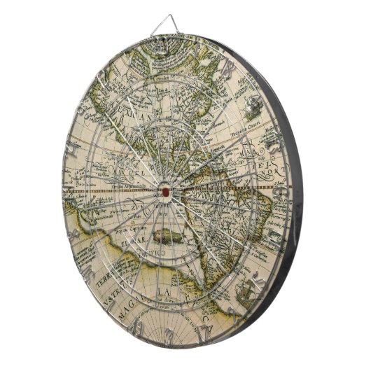 Antiek kaart, 1596, Amerika Sive Novus Orbis Dartbord (Voorkant Rechts)