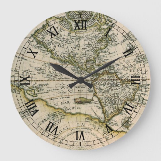 Antiek kaart, 1596, Amerika Sive Novus Orbis Grote Klok (Voorkant)