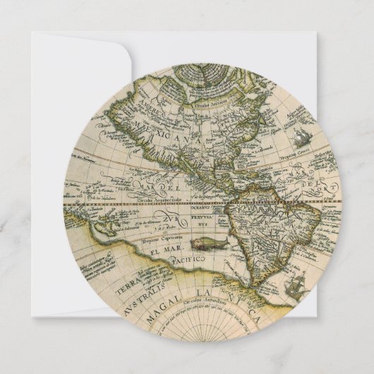 Antiek kaart, 1596, Amerika Sive Novus Orbis Kaart (Voorkant)