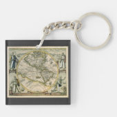 Antiek kaart, 1596, Amerika Sive Novus Orbis Sleutelhanger (Achterkant)