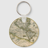 Antiek kaart, 1596, Amerika Sive Novus Orbis Sleutelhanger (Voorkant)