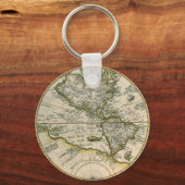 Antiek kaart, 1596, Amerika Sive Novus Orbis Sleutelhanger (Voorkant)