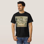 Antiek kaart, 1596, Amerika Sive Novus Orbis T-shirt (Voorkant volledig)