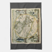 Antiek kaart, 1596, Amerika Sive Novus Orbis Theedoek (Verticaal)