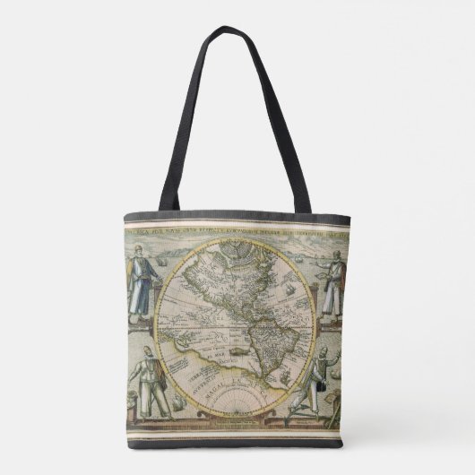 Antiek kaart, 1596, Amerika Sive Novus Orbis Tote Bag (Achterkant)