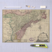 Antiek kaart 1763 Noord-Amerika, herstelde loskopp Tissuepapier (Craft)