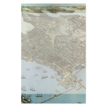 Antiek Kaart Aerial Uitzicht City of Seattle Washi