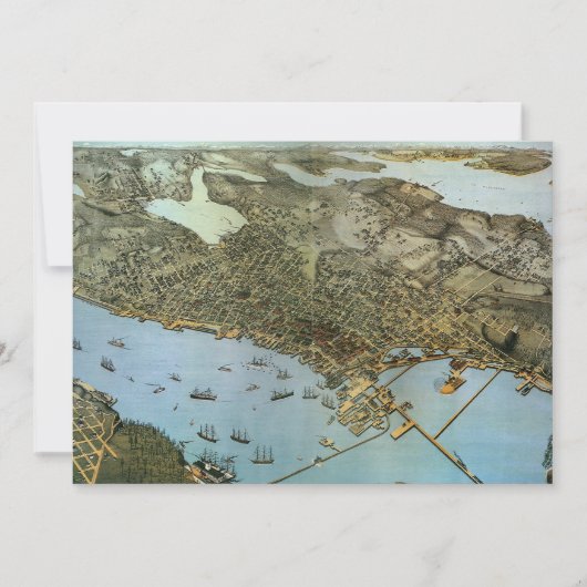 Antiek Kaart Aerial Uitzicht City of Seattle Washi (Voorkant)