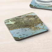 Antiek Kaart Aerial Uitzicht City of Seattle Washi Bier Onderzetter (Linkerzijde)