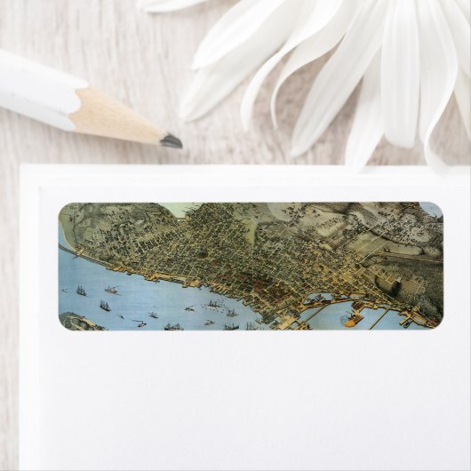 Antiek Kaart Aerial Uitzicht City of Seattle Washi Etiket (Insitu)