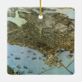 Antiek Kaart Aerial Uitzicht City of Seattle Washi Keramisch Ornament (Achterkant)