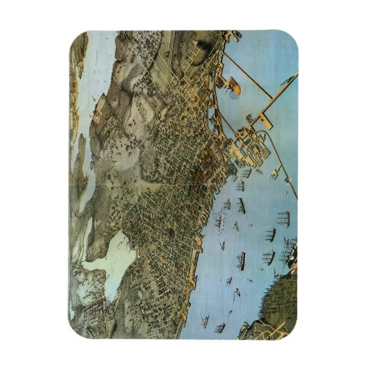 Antiek Kaart Aerial Uitzicht City of Seattle Washi Magneet (Verticaal)