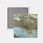 Antiek Kaart Aerial Uitzicht City of Seattle Washi Magneet (Voorkant / Achterkant)