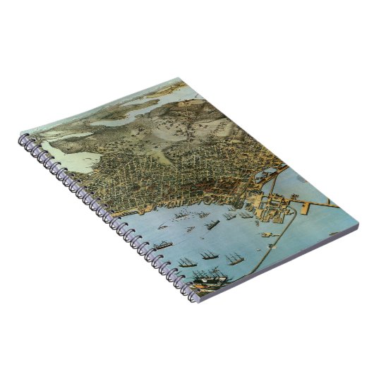 Antiek Kaart Aerial Uitzicht City of Seattle Washi Notitieboek (Rechterzijde)
