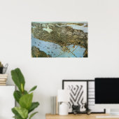 Antiek Kaart Aerial Uitzicht City of Seattle Washi Poster (Thuiskantoor)