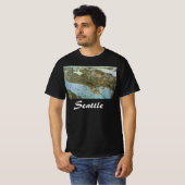 Antiek Kaart Aerial Uitzicht City of Seattle Washi T-shirt (Voorkant volledig)