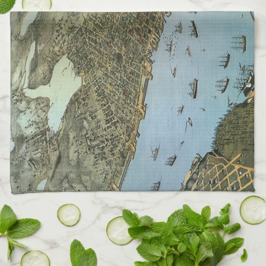 Antiek Kaart Aerial Uitzicht City of Seattle Washi Theedoek (Gevouwen)