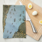 Antiek Kaart Aerial Uitzicht City of Seattle Washi Theedoek (Quarter Fold)