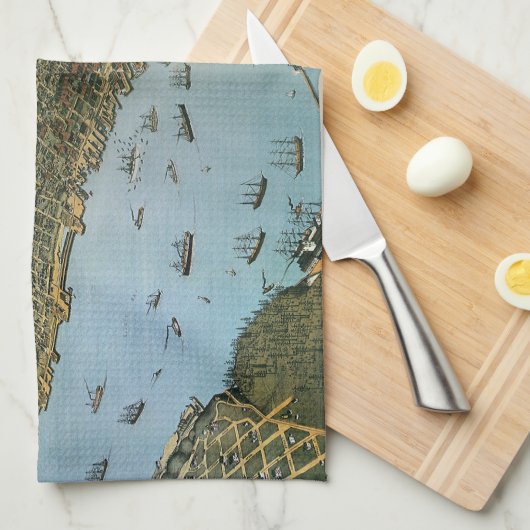 Antiek Kaart Aerial Uitzicht City of Seattle Washi Theedoek (Quarter Fold)